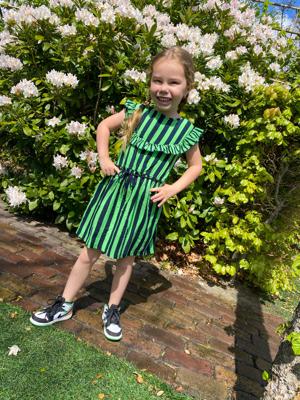 Quapi Meisjes jurk - Faitlin - Donker blauw gestreept