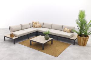 Garden Impressions Nicolle loungeset - Carbon black - Zand - 6-delig