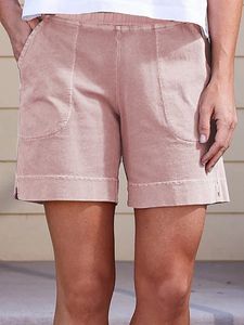 Women Pockets Elastic Band Casual Summer Shorts