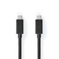 NEDIS USB-kabel | USB 3.2 Gen 2x2 | USB-C™ stekker | USB-C™ stekker | 100 W | 4K @60Hz | 20 Gbps | Vernikkeld | 1,00 m | rond | PVC | Zwart | Box