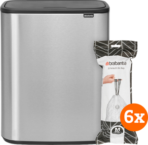 Brabantia Bo Touch Bin 60 Liter Rvs Fingerprint Proof + Vuilniszakken (120 stuks)