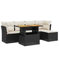 vidaXL 6-delige Loungeset met kussens poly rattan zwart, tuinset, tuinmeubel, terrasset, tuinbank, terrasmeubel, loungebank, loungeset tuin