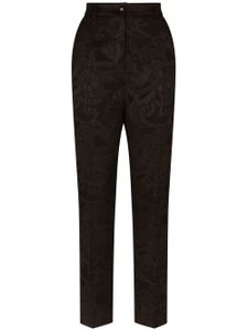 Dolce & Gabbana pantalon fuselé à fleurs en jacquard - Noir