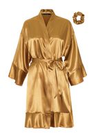 Satijnen kimono dames ruffle - goud