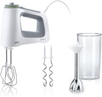 Braun MultiMix 5 HM 5107 WH Handmixer - Handmixer met Variabele Snelheidsregeling, 750 watt, Inclusief Garde, Deeghaak, Staafmixer en Maatbeker, Wit/Grijs