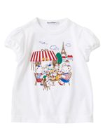 Familiar graphic-print cotton T-shirt - Blanc - thumbnail