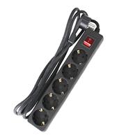 as - Schwabe 5-fach Steckdosenleiste mit Flachstecker für den Innenbereich mit erhöhtem Berührungsschutz extrem flacher Schutzkontaktstecker 230V, 16A -IP20- schwarz, 11394