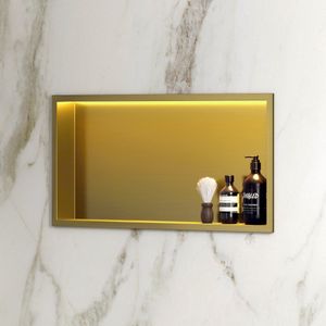 Saniclear Lucio inbouwnis met LED verlichting 60x30cm mat goud