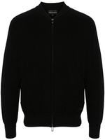 Emporio Armani cardigan nervuré à fermeture zippée - Noir