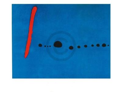 Kunstdruk Joan Miro - Blue II, 4-3-61 80x60cm