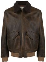 Zadig&Voltaire veste en cuir à col lainé - Marron