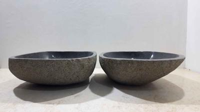 Riviersteen wasbakken set RM220343AB, 46x39x15 cm Riviersteen wasbakken set RM220343AB, 46x39x15 cm