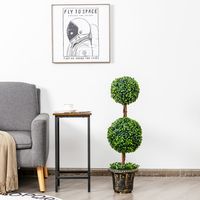 90 cm Dubbele Bolboom met UV- en Waterbescherming met Cement Gevulde Pot en Echt Houtrotan Kunstmatige Potplant voor Thuis Kantoor - thumbnail