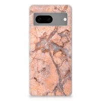 Google Pixel 7 TPU Siliconen Hoesje Marmer Oranje - thumbnail