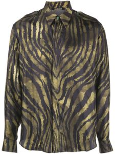 Roberto Cavalli chemise en soie à imprimé tigre - Vert