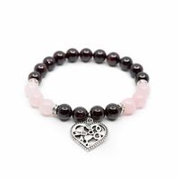 Edelsteen Armband Granaat/ Roze Kwarts met Hartje - thumbnail