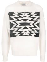 Moncler pull en maille intarsia - Blanc