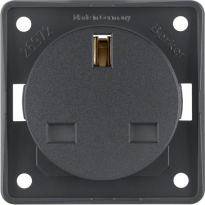 Hager berker Integro wandcontactdoos British standard, antraciet Hager berker Integro wandcontactdoos British standard, antraciet