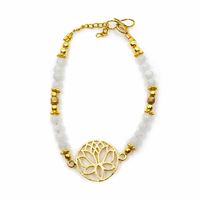 Edelsteen Armband Maansteen met Lotus (20 cm) - thumbnail