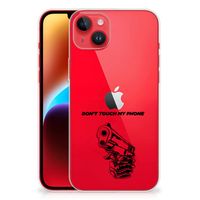 iPhone 14 Plus Silicone-hoesje Gun Don't Touch My Phone - thumbnail