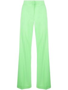 MSGM pantalon en laine vierge à taille haute - Vert