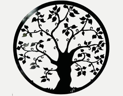 Muurdecoratie staal woonkamer oa muur – wensboom / levensboom – Zwart – 75cm - L Muurdecoratie staal woonkamer oa muur – wensboom / levensboom – Zwart – 75cm - L