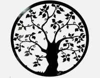 Muurdecoratie staal woonkamer oa muur – wensboom / levensboom – Zwart – 75cm - L