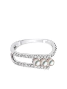 Yoko London bague en or blanc 18ct ornés de diamants et de perles Akoya - Argent