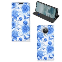 Smart Cover voor Nokia G10 | G20 Flowers Blue - thumbnail