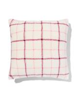 HEMA Kussenhoes 50x50 Fleece Ruit Naturel-roze (multi) - thumbnail