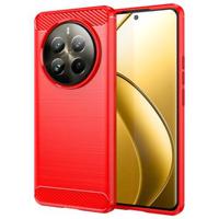 Realme 12 Pro/12 Pro+ Geborsteld TPU Hoesje - Koolstofvezel - Rood