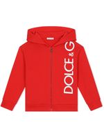 Dolce & Gabbana Kids hoodie zippé à logo imprimé - Rouge