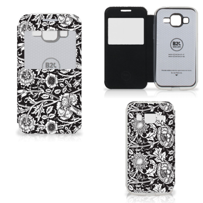 Samsung Galaxy Core Prime Hoesje Black Flowers Samsung Galaxy Core Prime Hoesje Black Flowers