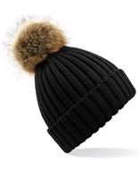 Beechfield CB412 Faux Fur Pop Pom Chunky Beanie - thumbnail