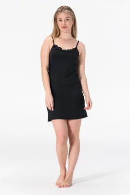 Gaubert Onderjurk / Slipdress - Spaghetti bandjes - Kanten gladde onderjurk - Wit - Zwart - Huidskleur - Kant - L - Onderbroek - Ondergoed - L - -