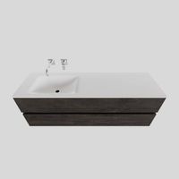 Badkamermeubel Solid Surface BWS Oslo 150x46 cm Links Wood Dark Brown (0 kraangaten) - thumbnail