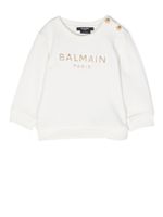 Balmain Kids t-shirt en coton à logo pailleté - Blanc