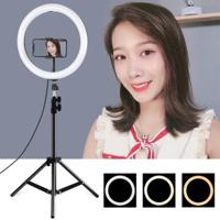 PULUZ 11.8 30cm USB 3 modi Dimbare LED Ring Vlogging Video Light Live Broadcast Kits met statief en telefoonklem