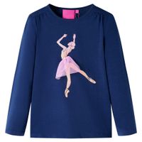 Kindershirt met lange mouwen ballerinaprint 116 marineblauw