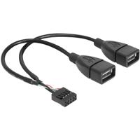 Delock USB-kabel USB 2.0 Shrouded header 8-polig, USB-A bus 0.20 m Zwart UL gecertificeerd 83292 - thumbnail