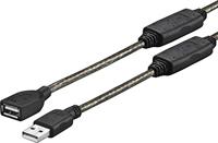 VivoLink PROUSBAAF20 USB-kabel (20 m, USB A, USB A, 2.0, mannelijk/vrouwelijk, zwart, transparant
