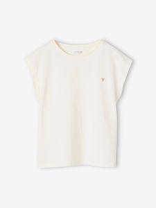 Effen Basics meisjesshirt met korte mouwen ecru