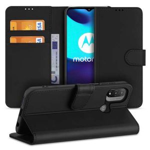 Telefoon Hoesje Motorola Moto E20 Book Case Zwart met Pasjeshouder