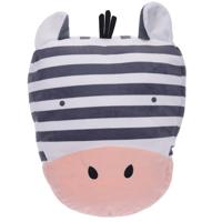 Tender Toys knuffelkussen zebra 39 x25 cm wit/zwart/roze