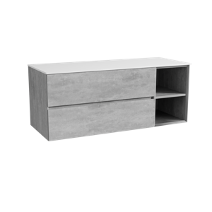 Storke Edge zwevend badmeubel 130 x 52 cm beton donkergrijs met Tavola enkel of dubbel wastafelblad in solid surface mat wit