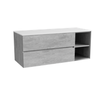 Storke Edge zwevend badmeubel 130 x 52 cm beton donkergrijs met Tavola enkel of dubbel wastafelblad in solid surface mat wit - thumbnail