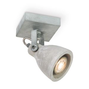 Industriële LED Wandspot Vedi - Beton - 9.5/9.5/17.5cm - Dimbaar - plafonniere gemaakt van beton en metaal - inclusief LED lichtbron - GU10 fitting - 5W - 390lm - 3000K - warm wit licht