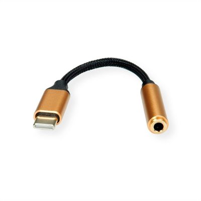 ROLINE 12.03.3223 mobiele telefoonkabel Zwart, Goud 0,13 m USB C 3.5mm
