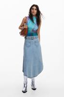 Asymmetrische denim rok - BLUE - S