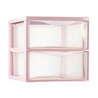 Plasticforte Ladeblokje/bureau organizer 2x lades - transparant/roze - L26 x B36 x H25 cm   - - thumbnail